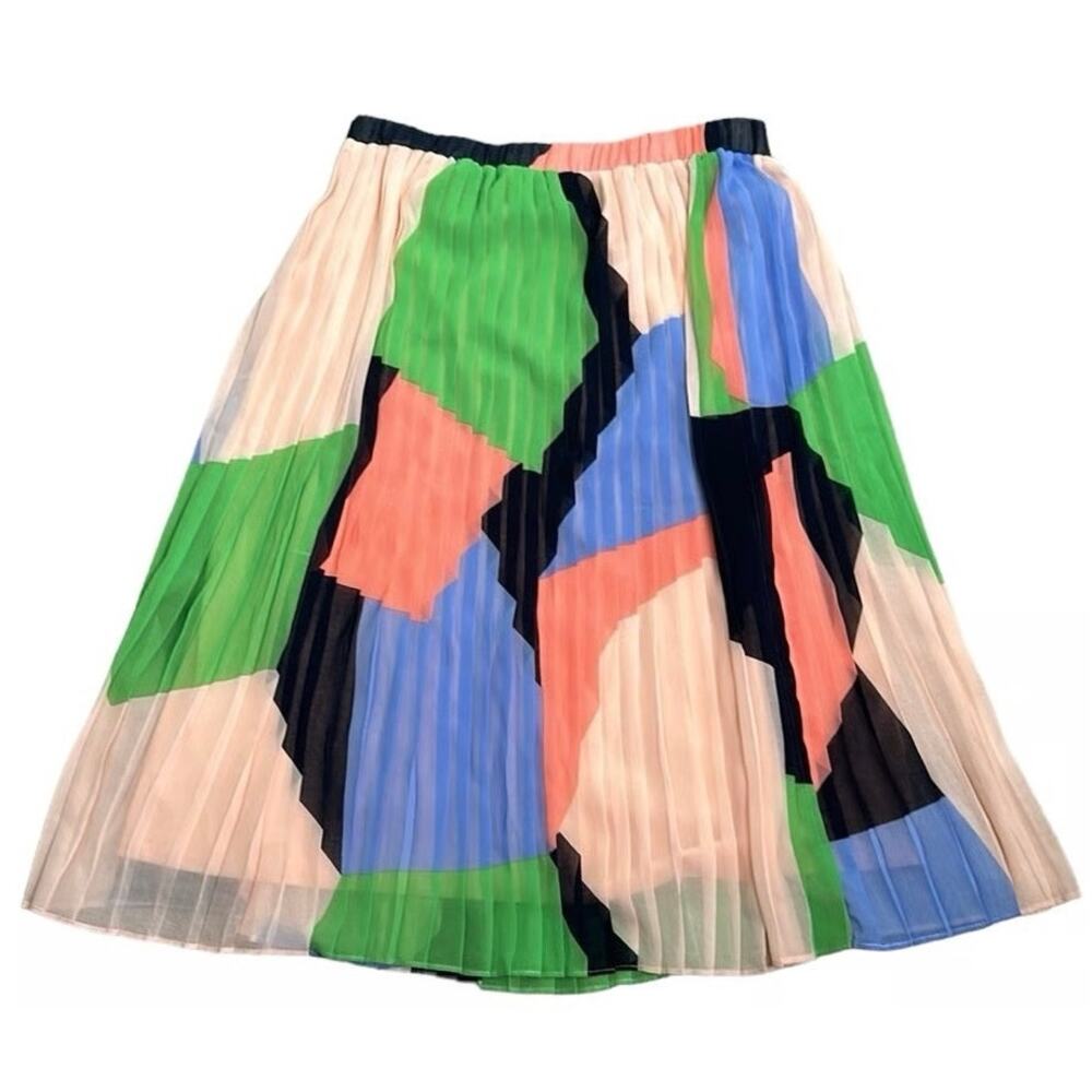 Banana Republic Pleated Midi Skirt in Green, Blue, Coral, Black, Cream
